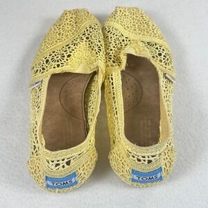 TOMS Womens Alpargata Yellow Floral Crochet Lace Slip On Shoes 451112 W7.5